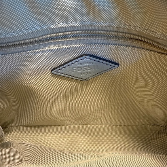 FOSSIL Blue Gray Leather Small Shoulder Crossbody Handbag P - Picture 12 of 14